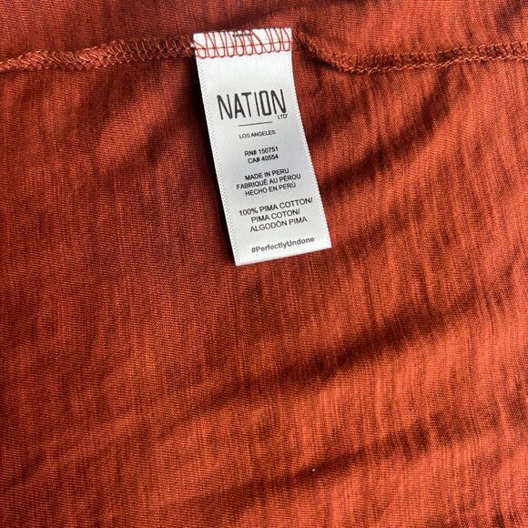 Nation LTD. Turtle Neck Puffed Mid Sleeve Women's Top Rust Orange - Size Small - Picture 5 of 8